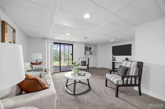 1747 Russet Valley Dr, Saint Louis, MO 63146 - carpeted living room with a paneled ceiling and baseboards