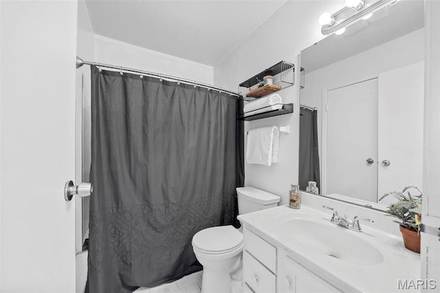 1747 Russet Valley Dr, Saint Louis, MO 63146 - bathroom with toilet, vanity, and curtained shower