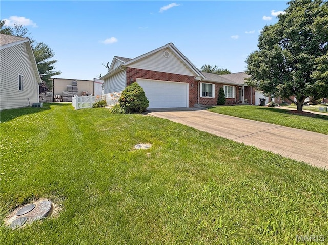 737 Marney Ln, Waterloo, IL 62298 - ranch-style house with brick siding, a garage, and driveway