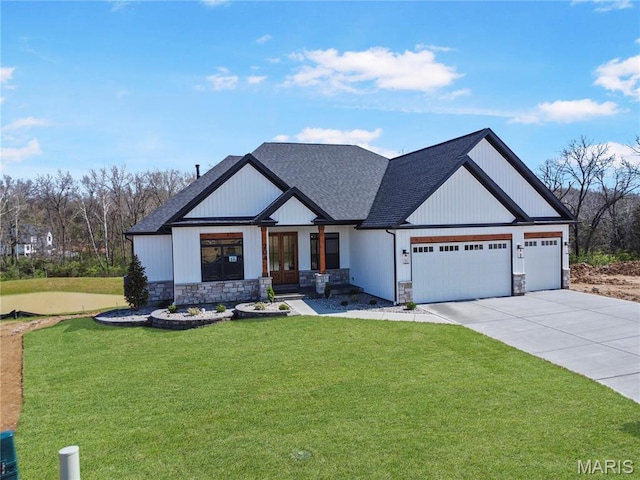 204 Great Bear Pass, Foristell, MO 63348 - modern inspired farmhouse with stone siding, a shingled roof, and a garage