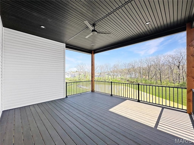 204 Great Bear Pass, Foristell, MO 63348 - wooden terrace featuring a ceiling fan