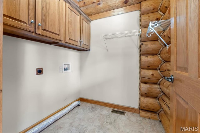 3333 State Highway 177, Cape Girardeau, MO 63701 - laundry area with electric dryer hookup, baseboards, cabinet space, and washer hookup