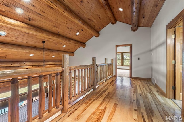 3333 State Highway 177, Cape Girardeau, MO 63701 - hallway with light wood-style flooring, recessed lighting, baseboards, and wood ceiling
