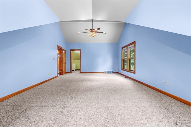 3333 State Highway 177, Cape Girardeau, MO 63701 - additional living space with carpet, baseboards, a ceiling fan, and high vaulted ceiling