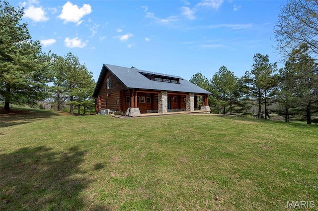3333 State Highway 177, Cape Girardeau, MO 63701 - rear view of property with a porch, a lawn, and stone siding