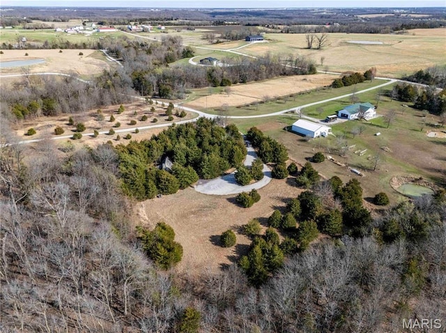 aerial overview of property's location with rural landscape