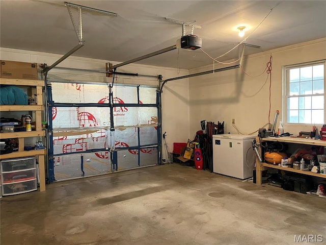 49 S St St, Piedmont, MO 63957 - garage featuring a garage door opener and fridge