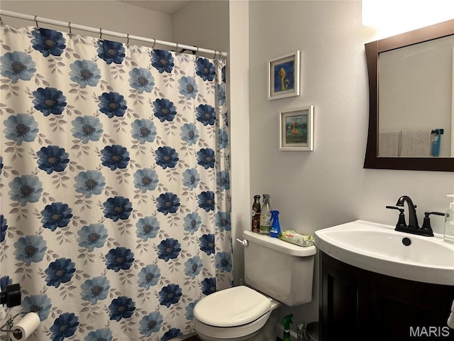 404 Crystal Ln, Rosebud, MO 63091 - full bath with toilet, vanity, and a shower with curtain
