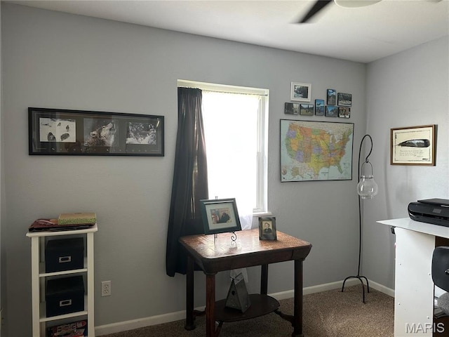 404 Crystal Ln, Rosebud, MO 63091 - office featuring carpet floors, baseboards, and ceiling fan