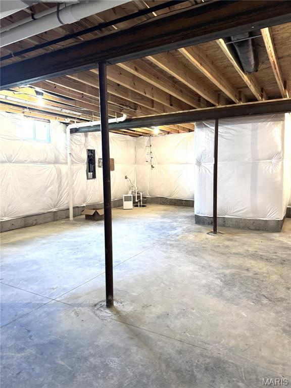 basement with electric panel