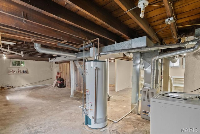 2326 Patton Ave, Saint Louis, MO 63144 - below grade area featuring water heater, washer / dryer, and heating unit