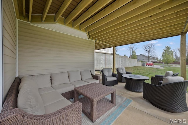 view of patio featuring an outdoor living space