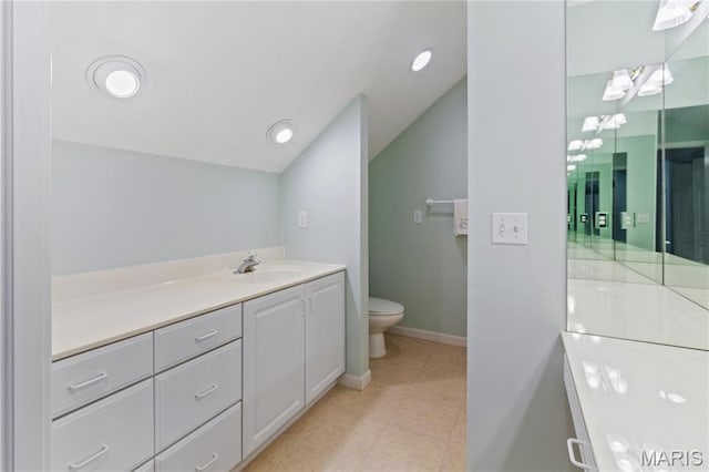 809 Star Ridge Ct, Defiance, MO 63341 - full bath featuring lofted ceiling, vanity, and tile patterned flooring