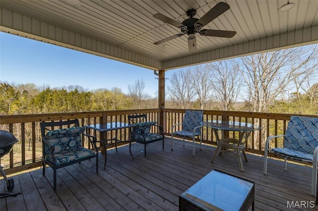 1869 Sunset Rdg, Festus, MO 63028 - wooden deck featuring ceiling fan and an outdoor living space