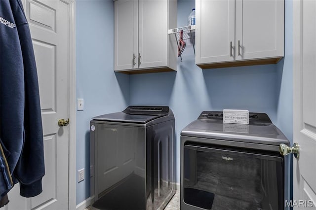 1869 Sunset Rdg, Festus, MO 63028 - clothes washing area with independent washer and dryer and cabinet space