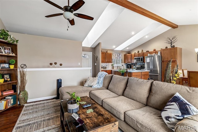 790 Isabella Ct, Farmington, MO 63640 - living room featuring ceiling fan, dark wood-type flooring, and recessed lighting