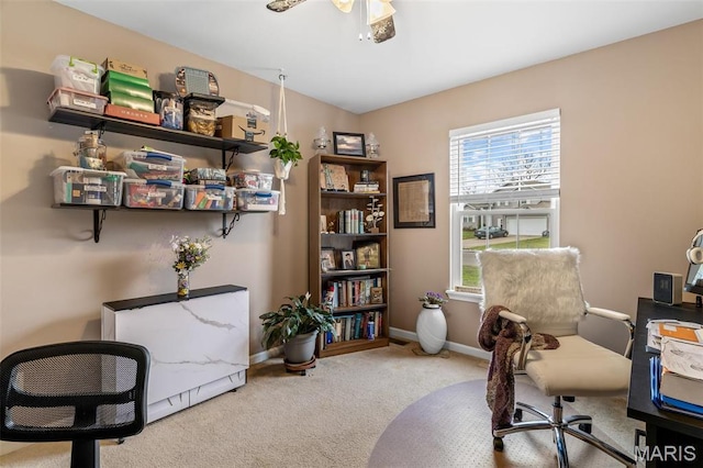 790 Isabella Ct, Farmington, MO 63640 - office area with carpet floors, baseboards, and ceiling fan