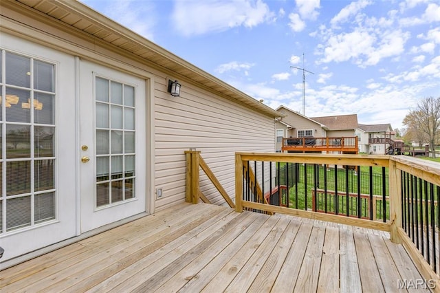 790 Isabella Ct, Farmington, MO 63640 - wooden terrace featuring french doors and a residential view