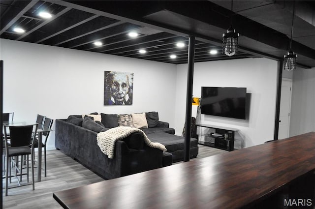 869 Destiny Dr, Villa Ridge, MO 63089 - living room with wood finished floors and recessed lighting