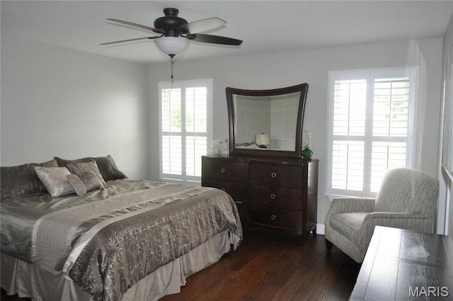 869 Destiny Dr, Villa Ridge, MO 63089 - bedroom with dark wood finished floors and a ceiling fan