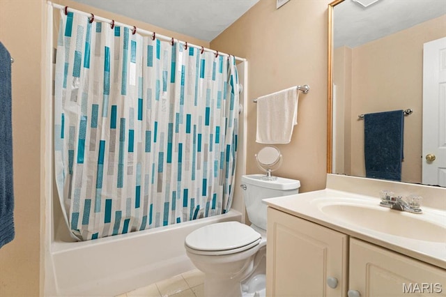 1029 Stonybrook Dr, Ofallon, IL 62269 - full bath with shower / bath combination with curtain, toilet, tile patterned floors, and vanity
