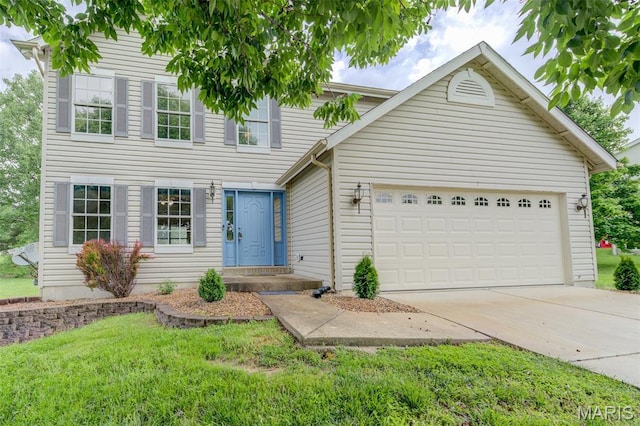 7 Park City Ct, Ofallon, MO 63368 - view of front of house with driveway, a garage, and a front yard