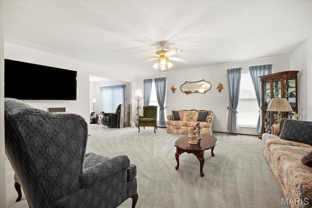 13011 Mystic Bend Ln, Black Jack, MO 63033 - living room with a ceiling fan and carpet