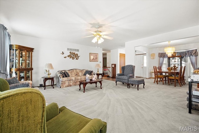 13011 Mystic Bend Ln, Black Jack, MO 63033 - living room with carpet flooring and ceiling fan
