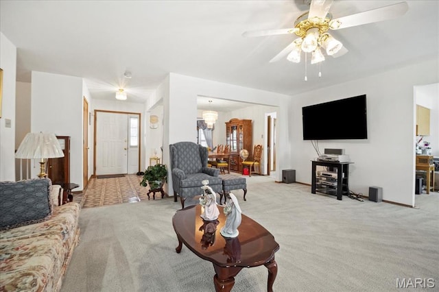 13011 Mystic Bend Ln, Black Jack, MO 63033 - living room with carpet and a ceiling fan