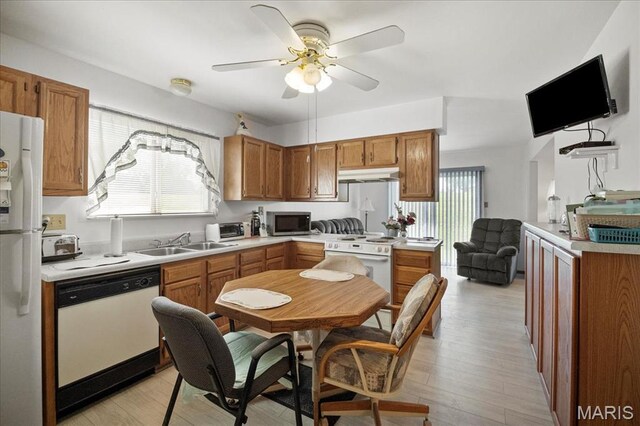 13011 Mystic Bend Ln, Black Jack, MO 63033 - kitchen featuring white appliances, a sink, and light countertops