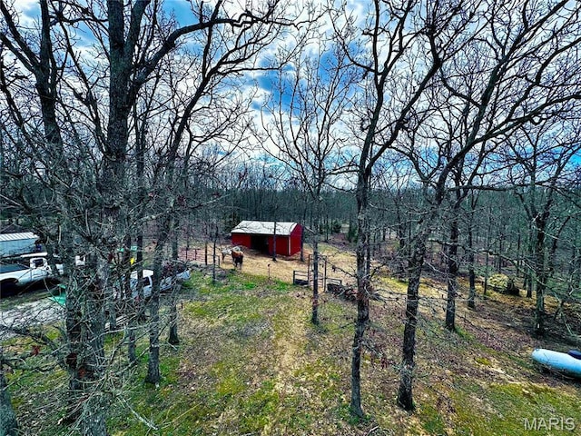 127 Kehner Rd, Steelville, MO 65565 - view of yard with an outbuilding, a pole building, and a view of trees