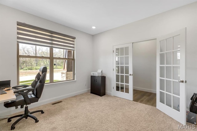 536 Edison Way, Wentzville, MO 63385 - carpeted office featuring french doors and baseboards