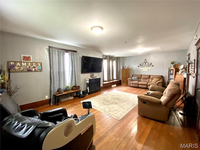 111 SE St, Wellsville, MO 63384 - living room featuring wood finished floors