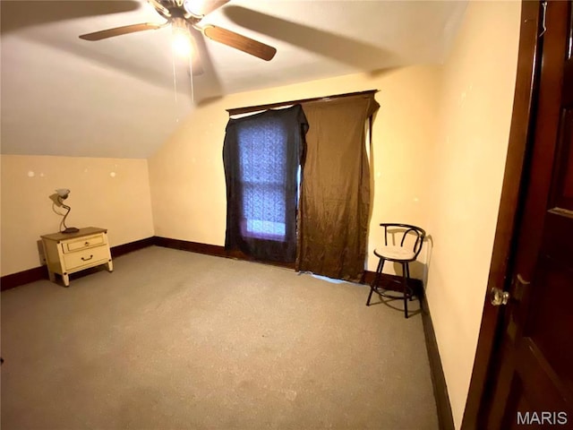 111 SE St, Wellsville, MO 63384 - additional living space with carpet flooring, a ceiling fan, lofted ceiling, and baseboards