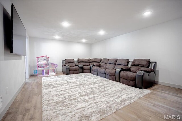 5826 Grandview Ter, Waterloo, IL 62298 - living room with light wood finished floors, baseboards, and recessed lighting