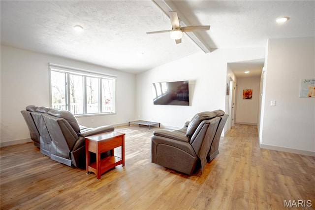 5826 Grandview Ter, Waterloo, IL 62298 - living area featuring light wood finished floors, a ceiling fan, recessed lighting, baseboards, and a textured ceiling