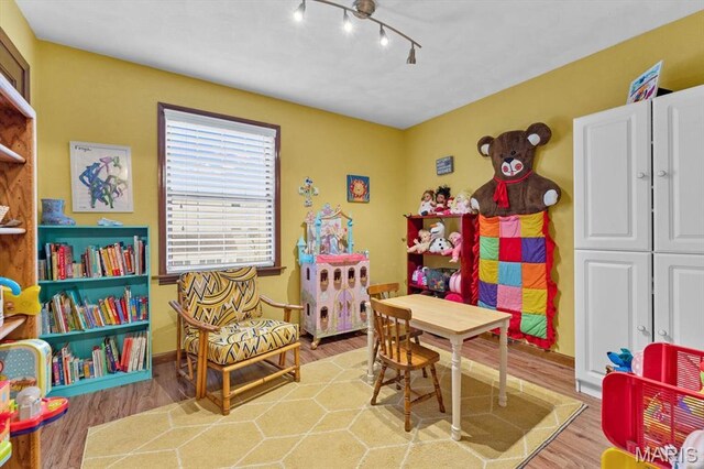 411 S High St, Belleville, IL 62220 - game room with wood finished floors and rail lighting
