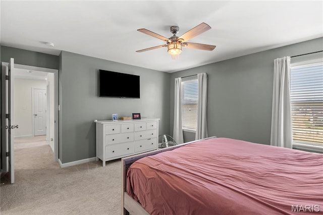 809 Colony Ridge Ct, Foristell, MO 63348 - bedroom featuring light carpet, baseboards, and ceiling fan