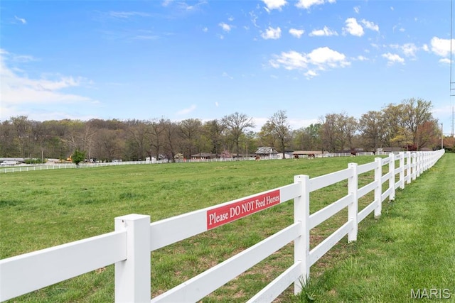 view of yard featuring a view of rural / pastoral area