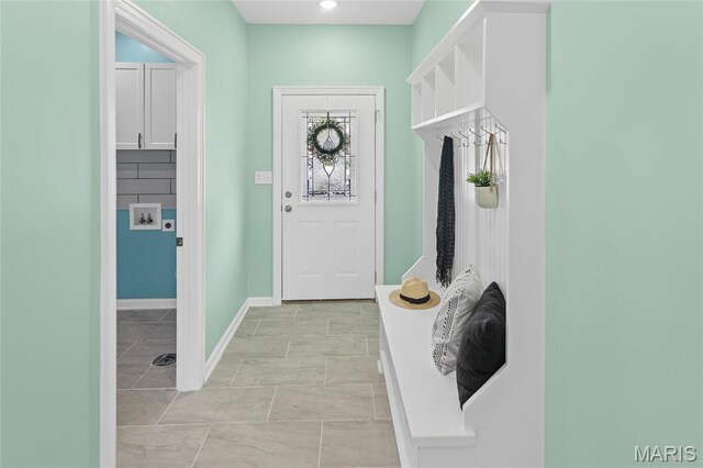 731 Dugger St, Bethalto, IL 62010 - mudroom featuring baseboards and recessed lighting