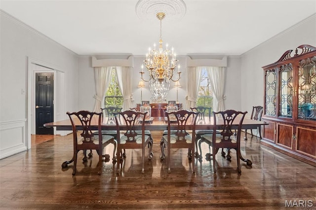 21 Log Cabin Dr, Saint Louis, MO 63124 - dining room featuring plenty of natural light, a chandelier, crown molding, and wood finished floors
