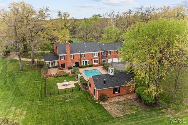 21 Log Cabin Dr, Saint Louis, MO 63124 - aerial view of property and surrounding area featuring a pool area