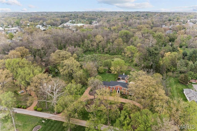 21 Log Cabin Dr, Saint Louis, MO 63124 - aerial view of property and surrounding area featuring a heavily wooded area