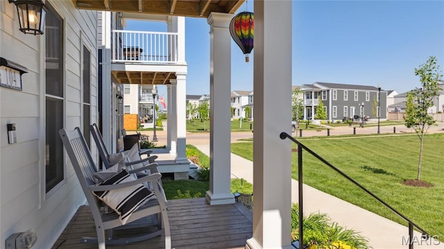 104 Tiber Way, Saint Charles, MO 63301 - porch featuring a residential view and a lawn