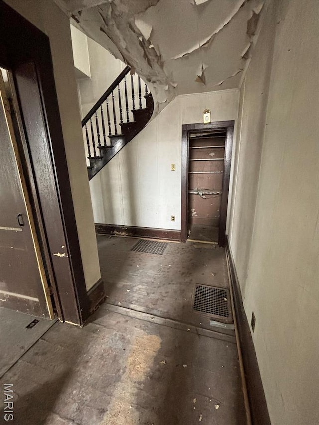 stairs with baseboards