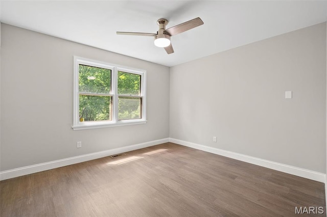 362 Hibler Ct, Saint Louis, MO 63141 - empty room featuring baseboards, wood finished floors, and ceiling fan