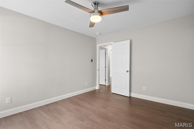 362 Hibler Ct, Saint Louis, MO 63141 - unfurnished bedroom with baseboards, wood finished floors, and ceiling fan
