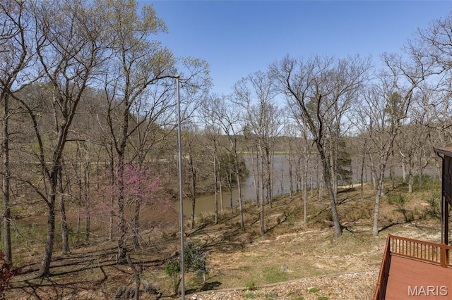 13145 Wanda Lee Ln, Saint Genevieve, MO 63670 - view of yard featuring a wooden deck and a wooded view