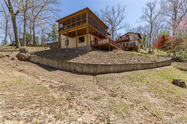 13145 Wanda Lee Ln, Saint Genevieve, MO 63670 - rear view of property with a deck and stairway