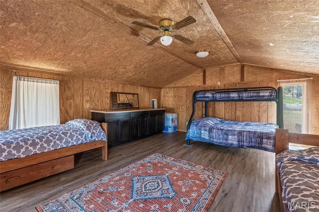 13145 Wanda Lee Ln, Saint Genevieve, MO 63670 - bedroom with wood finished floors, lofted ceiling, and wood walls